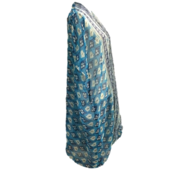 Nwt Anthropologie Subtle Luxury Blue Motif Kimono Wrap - Picture 4 of 11